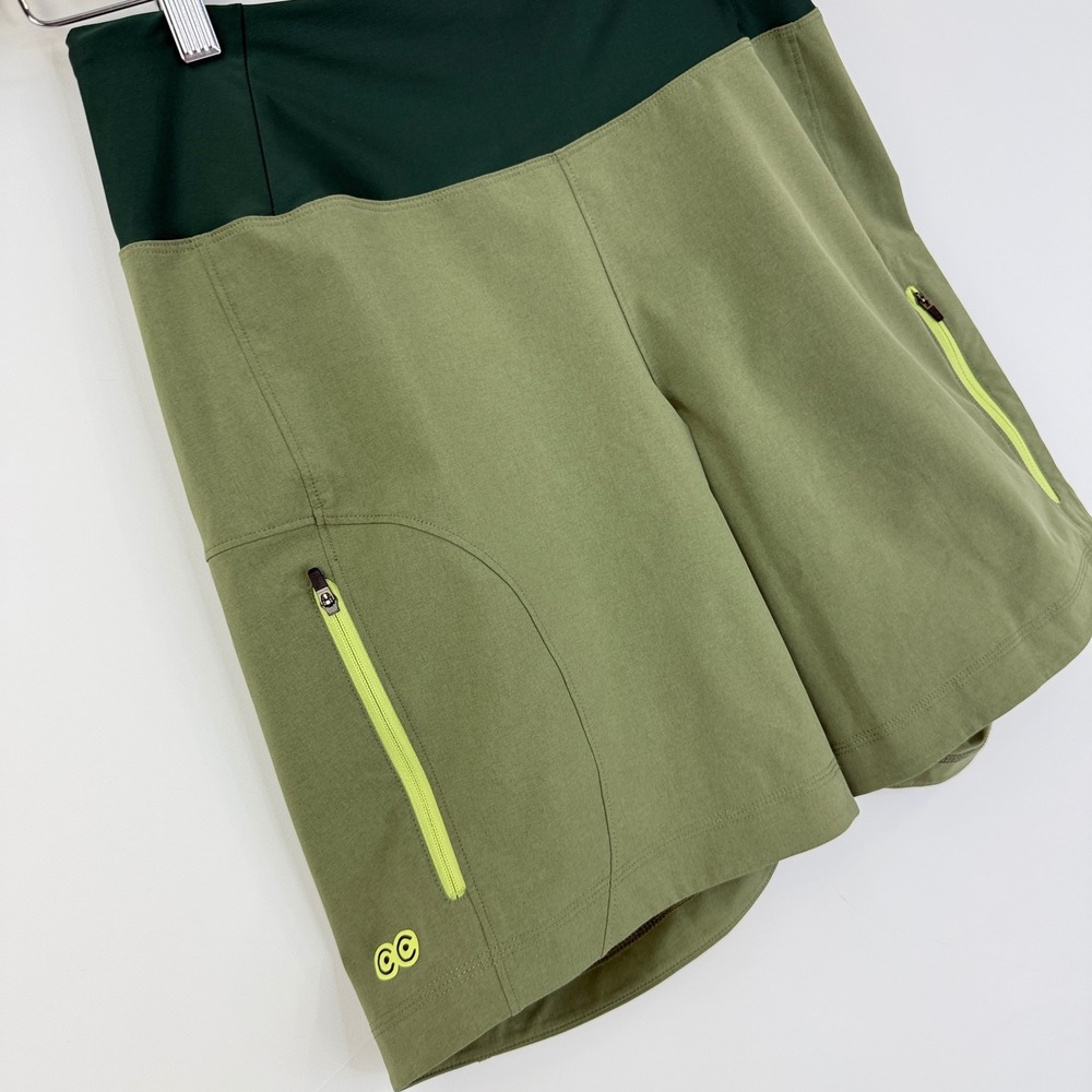 Curious Creatures Sun Dog Short Women Size S Green MTB Colorblock Zipper Pockets - Picture 2 of 9